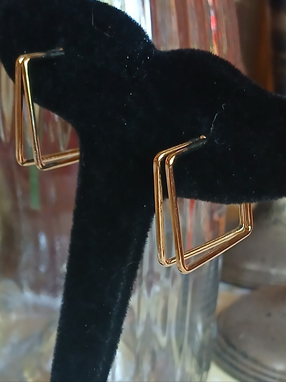 18K Gold Filled Double Square Omega Post Earrings